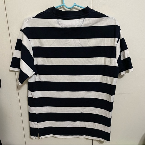 🤝 Zara Dark Blue And White Striped T-Shirt 🤝 - Picture 2 of 3